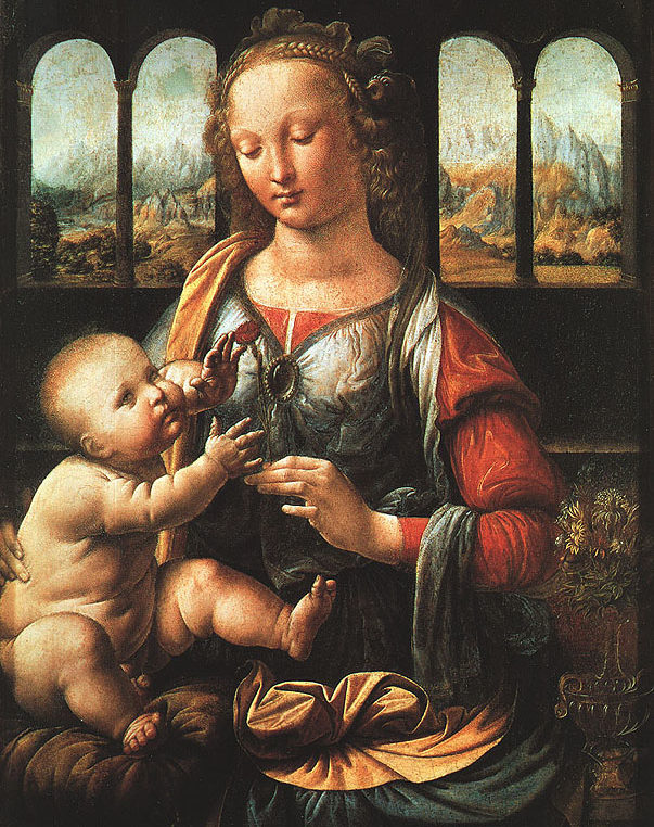 Outro exemplo é a Madona do Cravo, também conhecida como Madonna del Garofano, uma pintura a óleo sobre painel de autoria do renomado artista italiano Leonardo da Vinci.