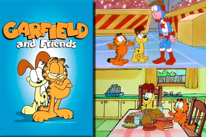 Em 1982, Garfield estrelou um especial de TV chamado Aí vem Garfield. Outros onze especiais foram feitos até 1991. Uma série animada chamada Garfield e Seus Amigos foi produzida entre 1988 e 1995. O gato foi dublado no Brasil por Carlos Marques.