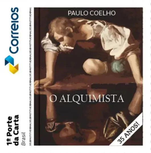 Trata-se de um selo comemorativo, lançado pelos Correios, que mostra a capa do livro e a informação de que a obra faz 35 anos de aniversário. Um livro que alcançou fama mundial. 