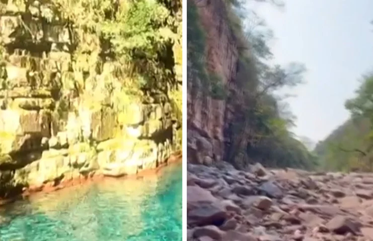 Agora, quem chega para visitar a região se depara com um cenário desolador. Pedras do fundo do cânion ocupam o espaço antes dedicado aos mergulhos de famílias inteiras. 
