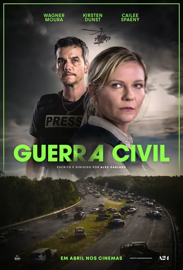 “Guerra Civil” (18 de abril): O novo filme do promissor diretor Alex Garland (de “Ex Machina”) conta com o brasileiro Wagner Moura no elenco, além da já conhecida Kirsten Dunst.