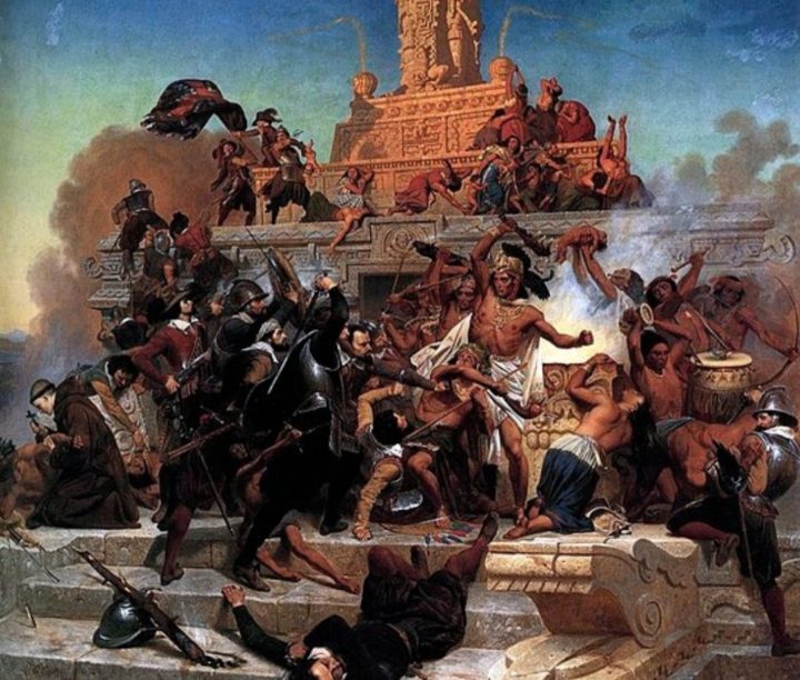 Os astecas eram o povo que habitava o território ocupado no século XVI pelos espanhóis. Em 1521, soldados liderados por Hernán Cortéz  invadiram o Império Asteca e dominaram  a região. O vírus da varíola trazido pelos europeus dizimou a população nativa.