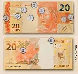 A quarta dica é ver o quebra-cabeça. Quando colocada a nota contra a luz, é possível ver que as partes do desenho do verso completam as da frente, formando o número do valor da nota. 