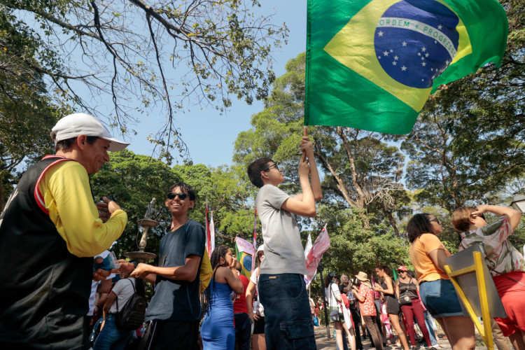 FORTALEZA, CEARÁ, BRASIL, 07-09-2024: trigésimo Grito dos Excluídos e das Excluídas, vem sendo construído e fomentando diversas atividades, seminários, encontros e marchas em mutirão com saída da Praça dos Mártires. (Foto: Samuel Setubal/ O Povo)