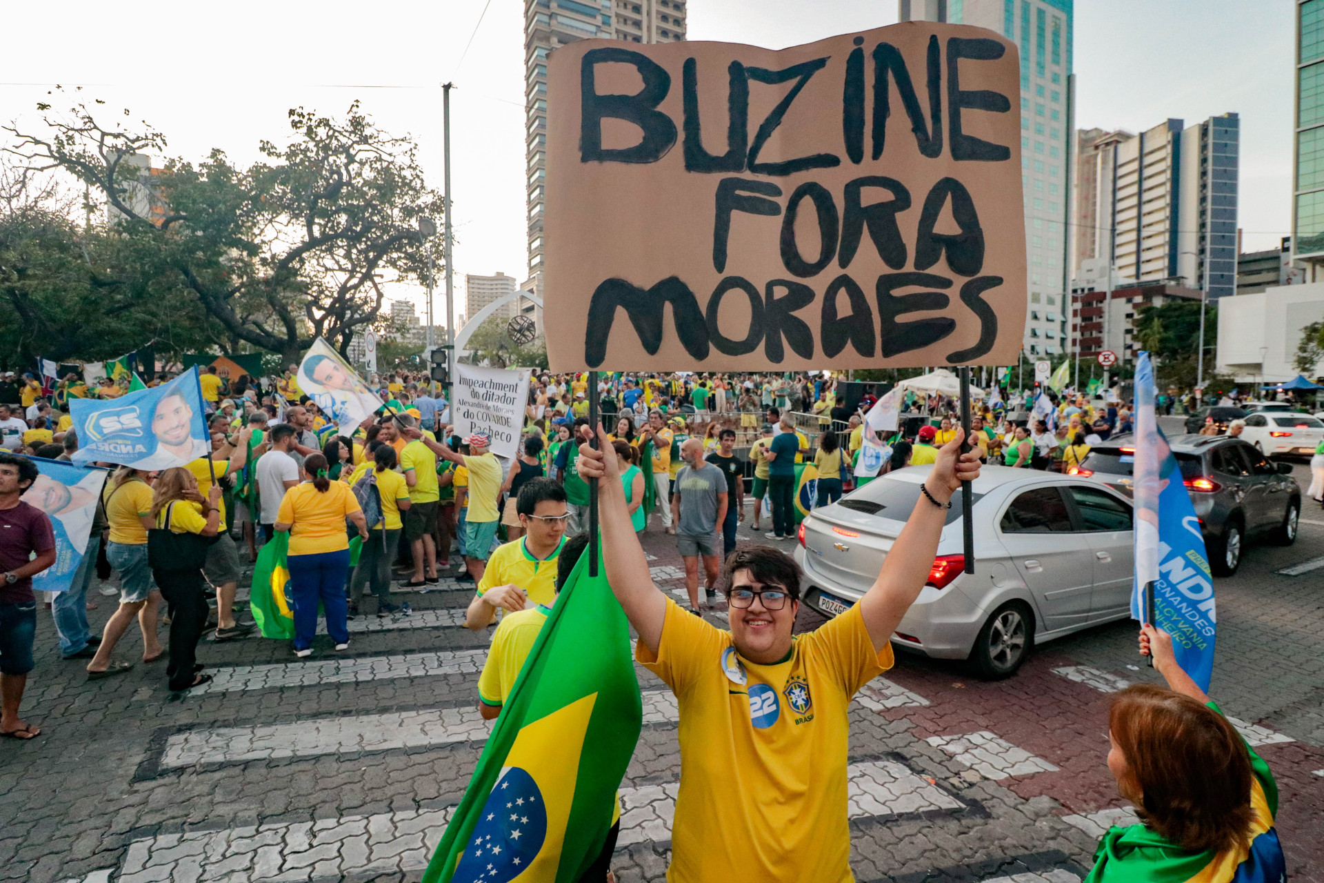 Manifestação de 7 de setembro contra Alexandre de Moraes na Praça Portugal, em Fortaleza