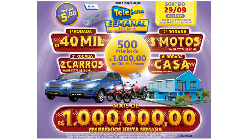 Tele Sena Semanal: resultado do sorteio de hoje, domingo, 29 de setembro de 2024 (29/09/24); mais de R$ 1 milhão em prêmios