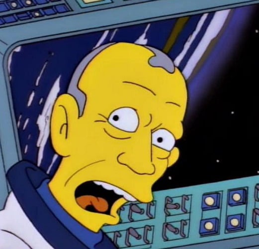 Este marcante momento da série acontece na temporada 5, episódio 15, chamado Deep Space Homer”. 