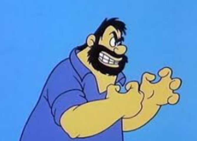 Brutus - Desenho animado: Popeye - É um marinheiro forte e truculento e rival de Popeye, já que os dois tentam conquistar o amor de Olívia Palito.