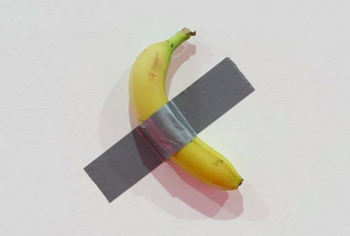 A banana, na verdade, era parte da famosa criação Comedian, do artista italiano Maurizio Cattelan. A obra ganhou destaque e chegou a ser  vendida por US$ 120 mil (aproximadamente R$ 665 mil) na Art Basel Miami Beach, em dezembro de 2019.