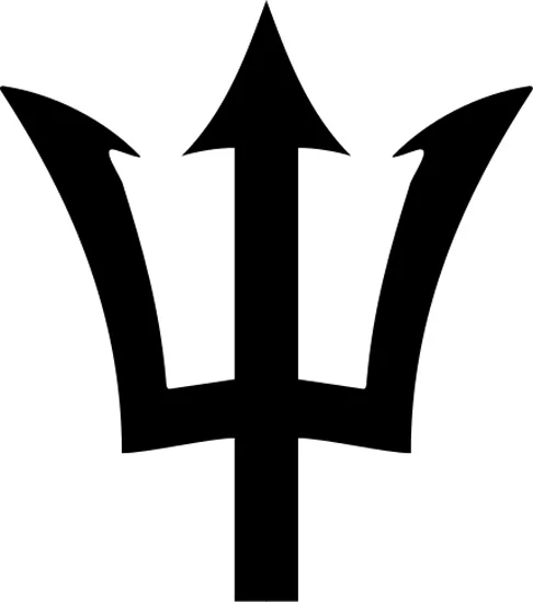 Outro país que utiliza o tridente como símbolo principal é a pequena ilha de Barbados, conhecida por ser a terra natal da cantora Rihanna. O tridente no meio de sua bandeira significa a independência do Reino Unido.