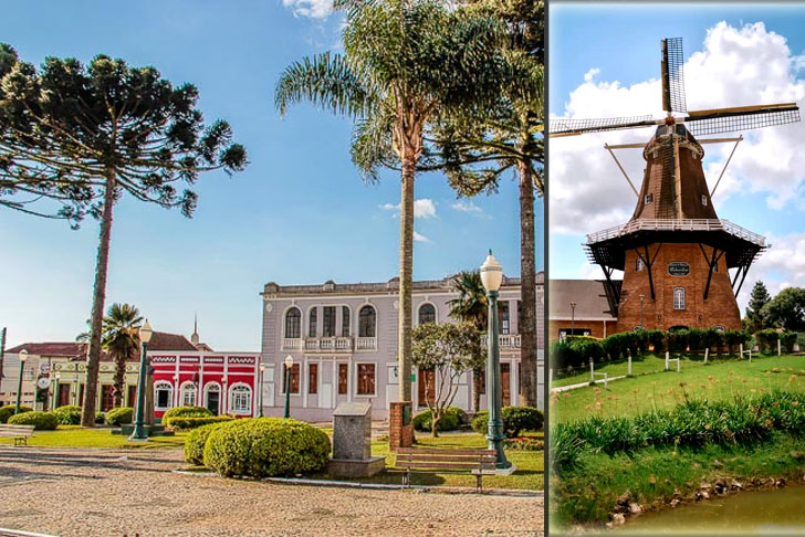 Castro (PR) - Fundada por imigrantes holandeses, a chamada Castrolanda tem uma colônia que preserva suas origens neerlandesas. Tem o Grupo Folclórico Holandês e o Museu dos Imigrantes, além de artesanato típico e um dos maiores moinhos de vento do mundo, assinado pelo arquiteto Jan Heijdra. 