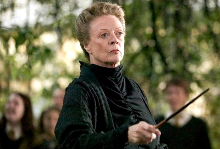Outra é a querida professora Minerva, braço direito de Dumbledore em Hogwarts, vivida por Maggie Smith.  É uma das personagens mais respeitadas e queridas de Hogwarts. Como professora de Transfiguração e diretora da Casa Grifinória, é conhecida por sua personalidade rígida, mas justa, e por sua lealdade inabalável à escola e a Dumbledore. 
