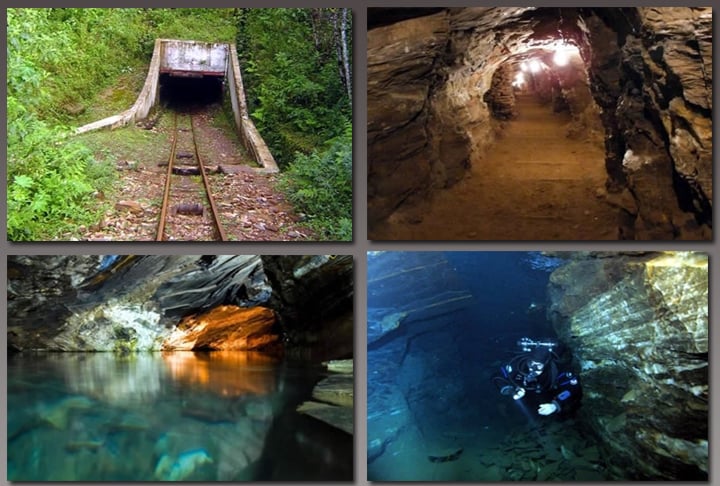 Mina da Passagem (Mariana, MG) - No local, 15 mineiros morreram afogados em 1936. Os túneis subterrâneos, a 12 metros de profundidade, eram usados por filhos de escravos para a caça do ouro.  Muitos poços eram estreitos e apenas um corpo pequeno conseguia passar.