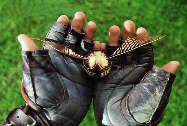 O pomo de ouro é encantado para voar a altas velocidades e mudar de direção de forma errática. Ele tem uma asa dourada que brilha, o que ajuda a destacá-lo, mas também o torna difícil de capturar.