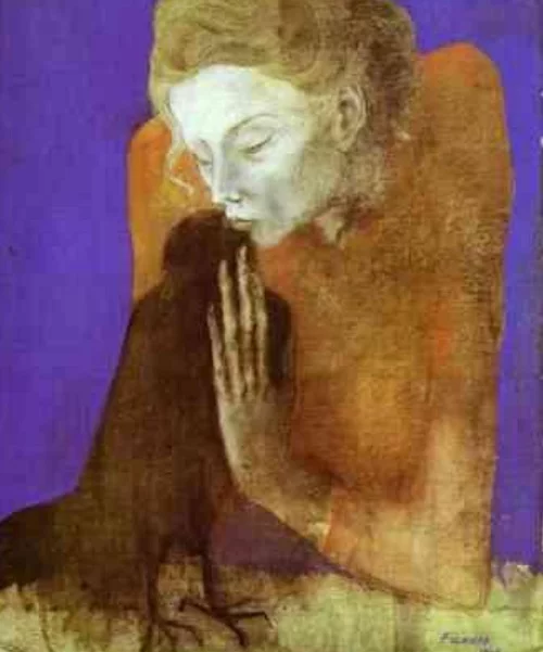 Depois, Picasso entrou no Período Rosa (1904-1906), caracterizado por uma paleta mais quente e alegre. Esse momento foi influenciado por suas novas interações sociais e suas experiências com o circo e a vida boêmia.