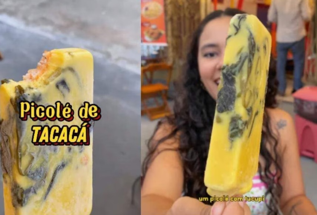 A influenciadora digital Katte postou vídeo na rede social mostrando o picolé e disse que tem o mesmo sabor do tacacá quente, só que gelado. Achei que seria doce, mas é o gosto do tacacá todinho, só que em uma temperatura totalmente diferente de que a gente tá acostumado.