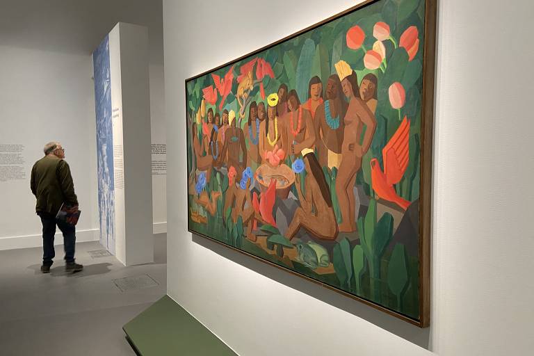 Em ordem cronológica, a retrospectiva enfoca a trajetória artística de Tarsila do Amaral em suas três fases.
