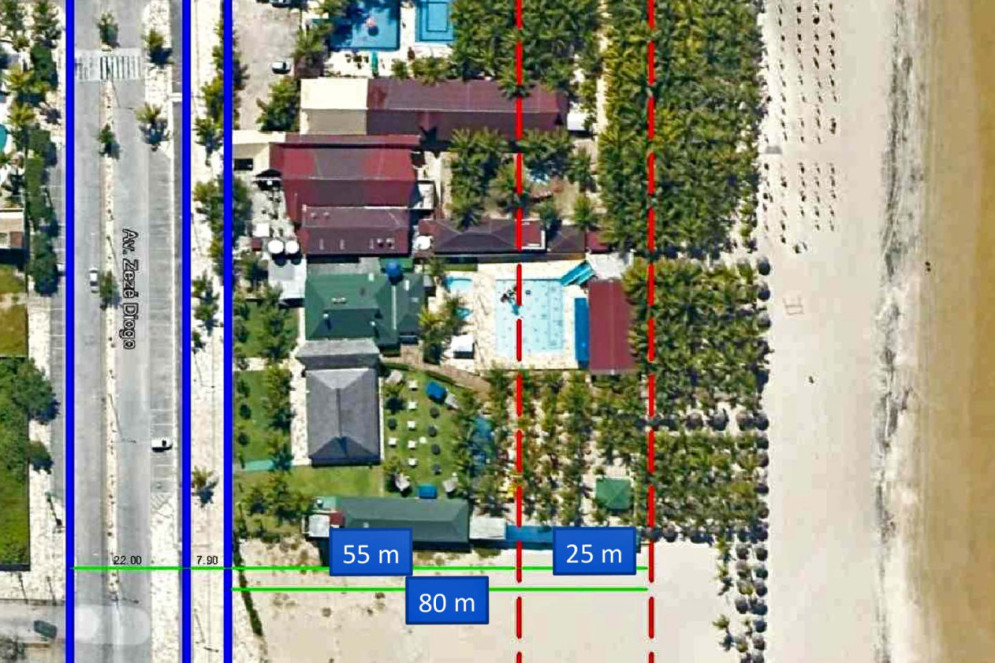 Proposta da SPU para limites de tamanho dos empreendimentos da Praia do Futuro, de até 800 m²