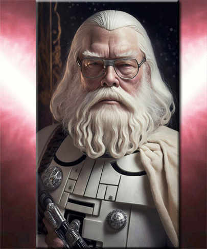 O amado professor Albus Dumbledore, reitor de Hogwarts, foi retratado como um Stormtrooper 