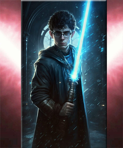E o bruxo mais amado do planeta, Harry Potter, está pronto para batalhas como um autêntico Jedi.