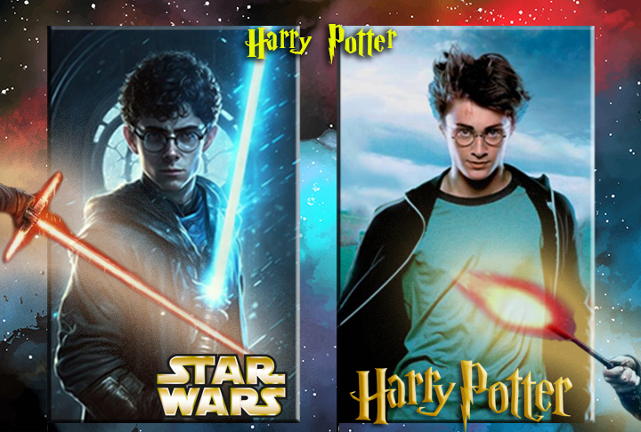 Aqui, Harry Potter de Star Wars (o rosto afinou...) e o Harry Potter que os fãs amam, na saga que conquistou uma legião de fãs ao redor do mundo. 