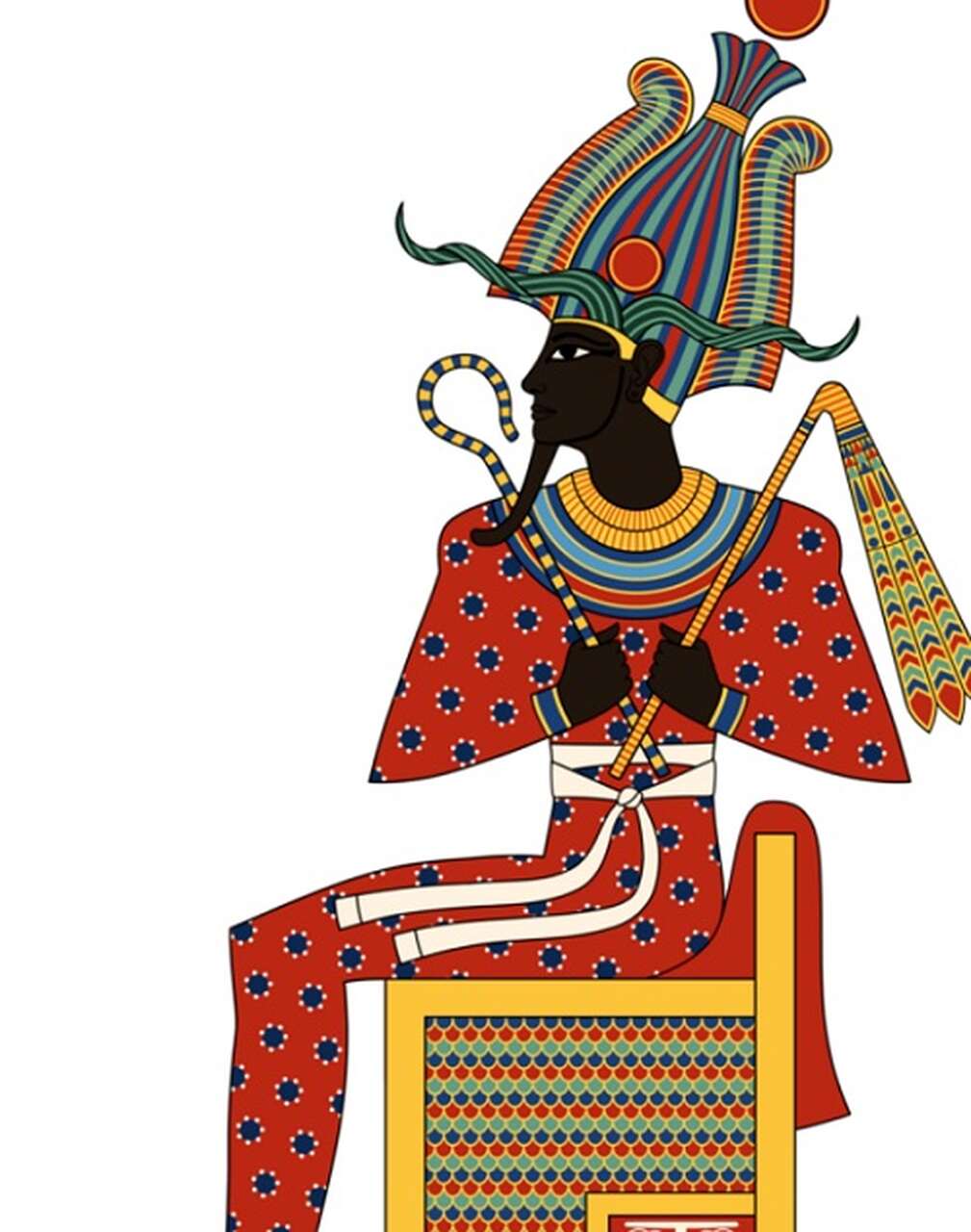 Osíris era o deus da morte, ressurreição e do submundo, governando o destino das almas após a morte. Ele também era o deus da agricultura, visto como o inventor da agricultura e o protetor das colheitas.