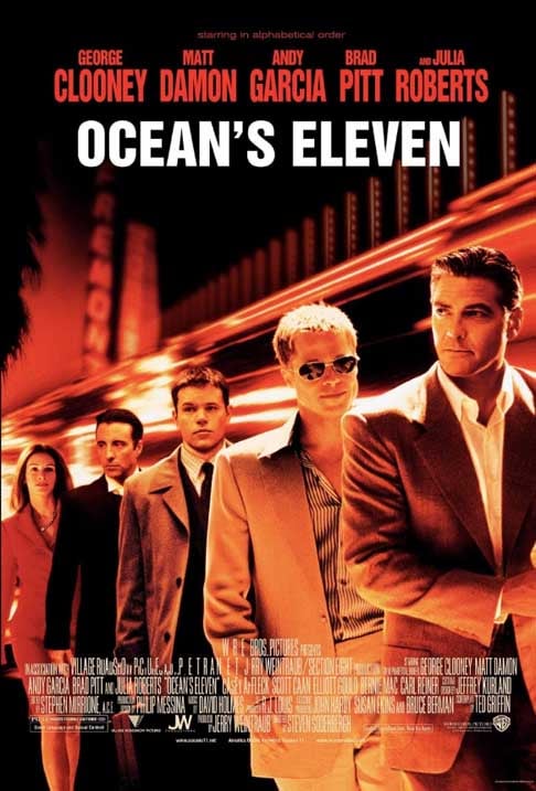 Onze Homens e um Segredo, de 2001, é um thriller sobre um grupo de ladrões liderados por Danny Ocean, que planejam um assalto audacioso a três dos maiores cassinos de Las Vegas. O filme captura a elegância e o glamour da cidade