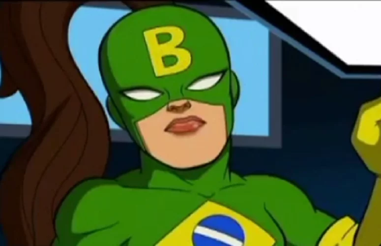 Capitã Brasil (Marvel) - Uma personagem que tem como destaque o fato de seu nome e sua vestimenta serem totalmente voltados ao Brasil.