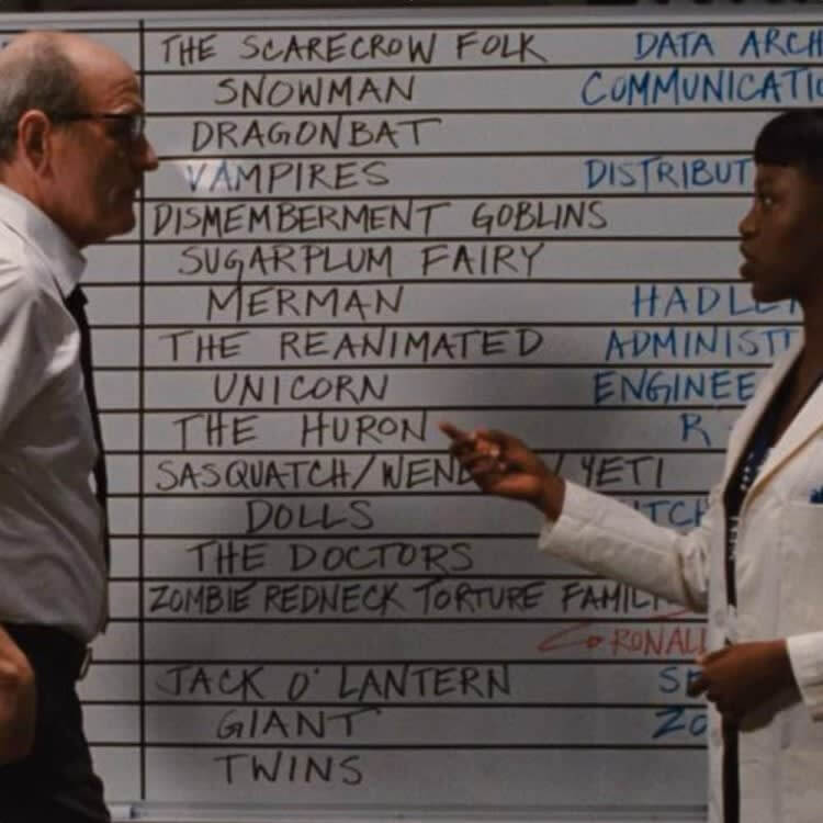 Em uma cena, os cientistas tentam descobrir o que pode acontecer aos personagens principais, e os espectadores podem ver um quadro branco com uma lista de criaturas sob controle dos cientistas. E dá-lhe pause para conferir tudo!