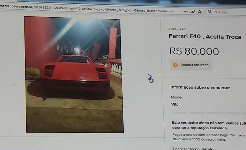 Em 2018, por conta de dificuldades financeiras, o homem anunciou sua réplica da Ferrari por R$ 80 mil em uma plataforma online, mas retirou o anúncio após duas semanas.