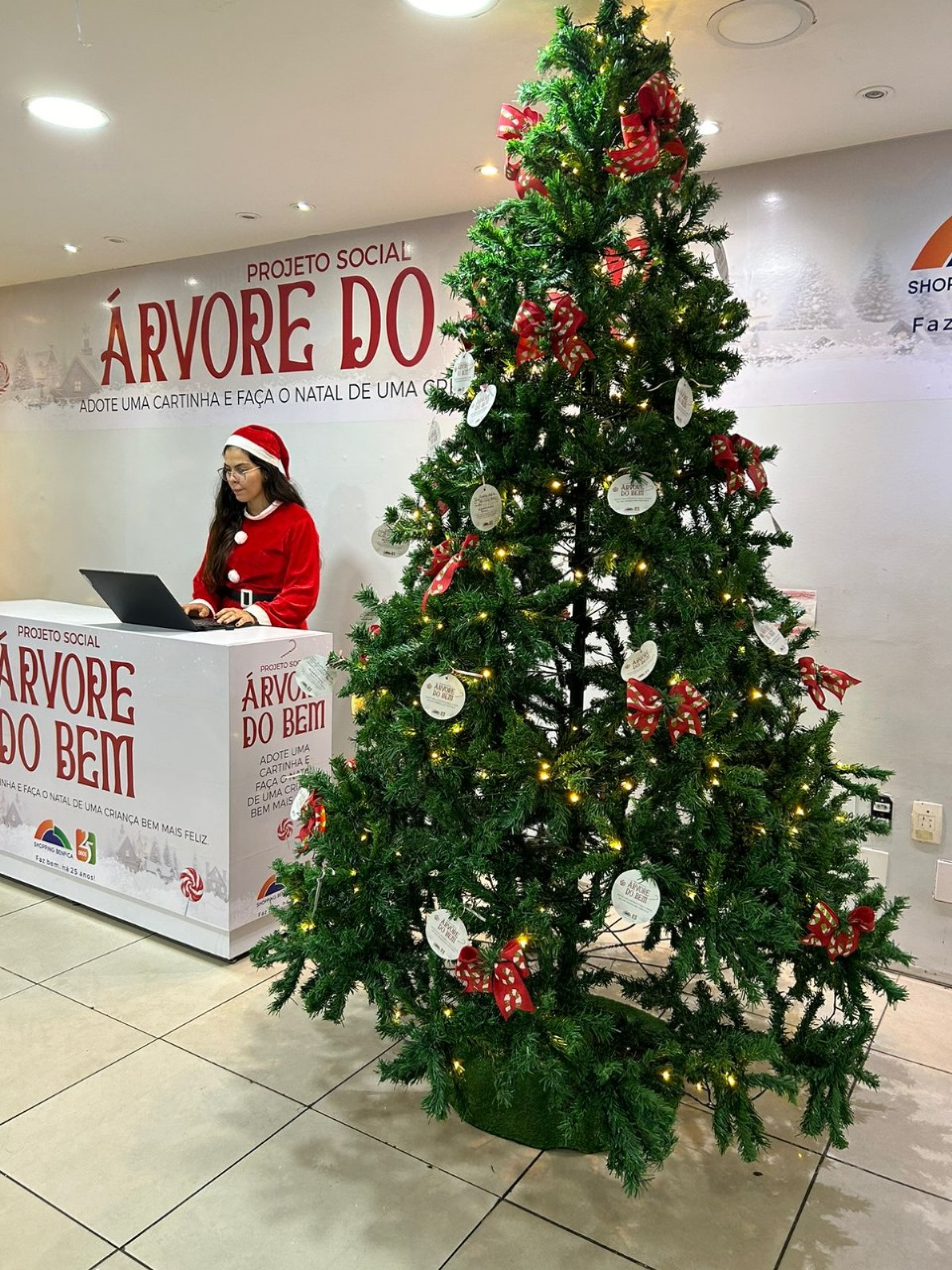 Árvore do Bem, no Shopping Benfica, faz com que crianças carentes sejam apadrinhadas e ganhem presentes de Natal