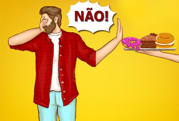 Não come gordura nem açúcar.  Doces e quitutes estão fora de sua dieta, sempre. Sem exceções. Sua alimentação é controlada de forma muito rígida