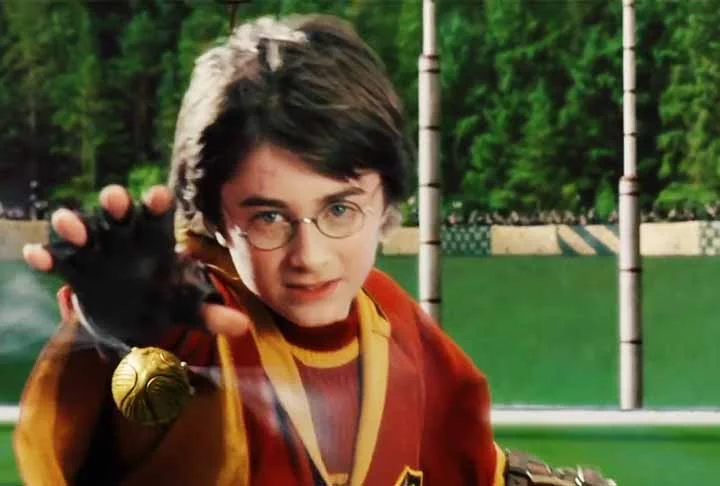 No primeiro livro, A Pedra Filosofal, Harry captura o pomo de ouro em seu primeiro jogo de quadribol, apesar da falta de experiência. Sua habilidade impressiona seus colegas e seus adversários.