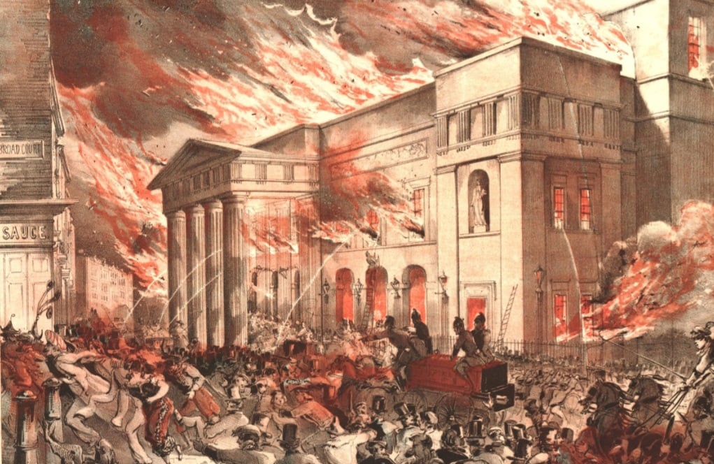 Em 18 de setembro de 1809, a Royal Opera House, em Londres,   foi devastada por um grande incêndio. Foi o segundo a atingir o teatro, conhecido na época como 