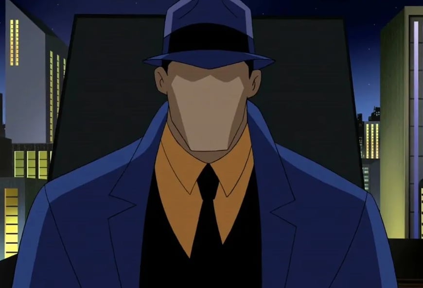 Personagem 3: Questão - Um personagem extremamente complexo. Essa é uma boa forma de definir o Questão, que chama a atenção pelo rosto sem traços e por combater a corrupção ao invés de vilões superpoderosos. 