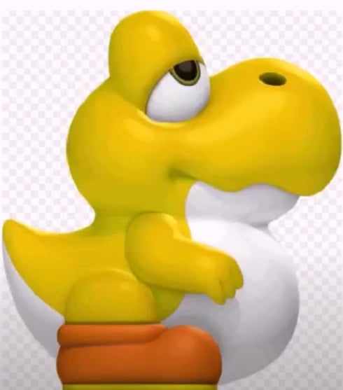 Nome do personagem: Yellow Baby Yoshi - O Yoshi é um dos personagens mais famosos de Mario Bros, mas será que você sabia que tinha a versão amarela dele?!