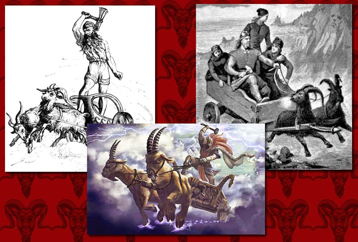 Na mitologia nórdica, Tanngrisnir e Tanngjostr eram as cabras que puxavam a carruagem do Deus Thor, filho de Odin.