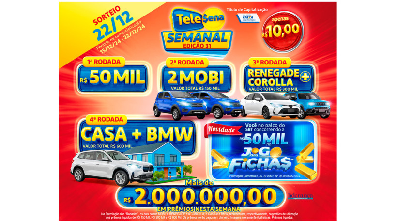 Tele Sena Semanal: resultado do sorteio de hoje, domingo, 22 de dezembro de 2024 (22/12/24); mais de R$ 1 milhão em prêmios