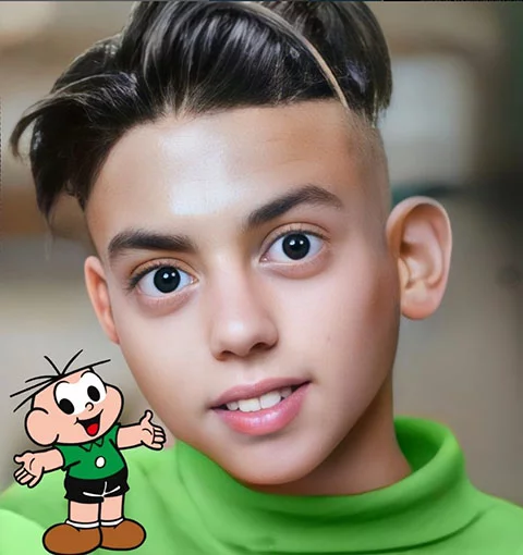 O amigo com quem ela implica, mas de quem ela gosta muito: Cebolinha. Só que com mais cabelo