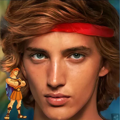 Outro personagem famoso da Disney é o Hércules, baseado em uma história da mitologia grega. Ele teria esse rosto, se fosse de carne e osso.