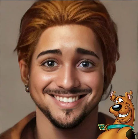 Diao também já fez uma projeção de como seria o cão Scooby-Doo, da franquia de mesmo nome. Detalhe: ele recriou o animal mas como se fosse humano.