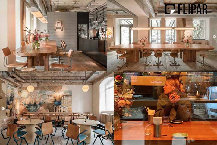 Localizado em um bairro tranquilo e arborizado em Pechersk, um dos bairros mais antigos de Kiev, o café Dubler ocupa o andar térreo de um edifício residencial construído na década de 1970. Assim, ele combina elementos de sofisticação discreta com coragem urbana e charme vintage.