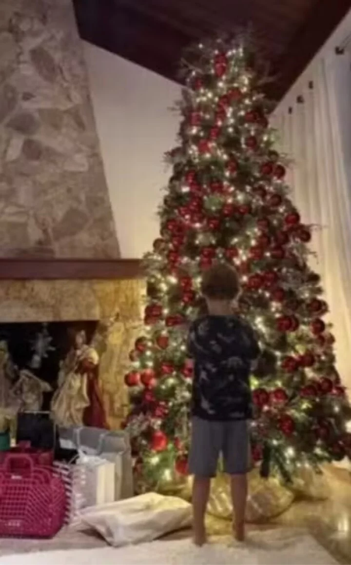 Nas imagens, uma árvore de Natal deslumbrante, com vários detalhes, acompanhada de um presépio chamou a atenção dos seguidores. Na postagem, Isis Valverde fez uma declaração para o filho Rael,  fruto de relacionamento com o empresário André Resende,
