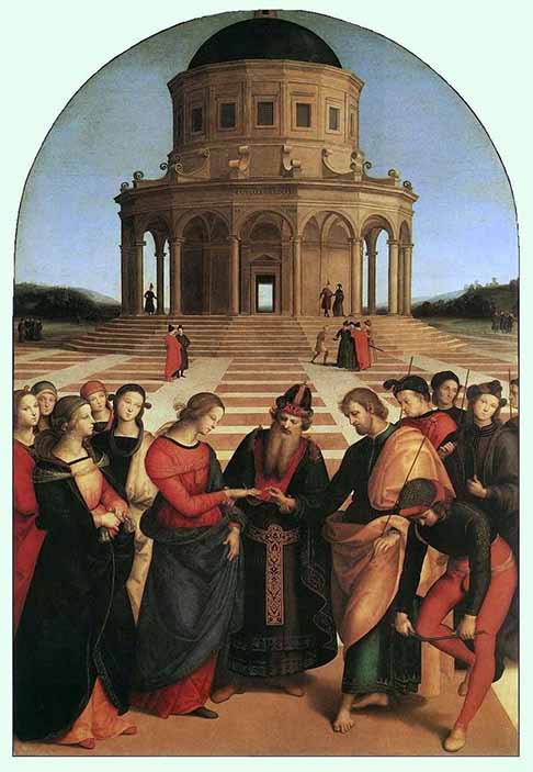 Seu primeiro grande trabalho foi o Casamento da Virgem para a igreja de São Francisco, na Città di Castello, concluída em 1504. O aprendizado com Perugino fica perceptível na perspectiva e na proporcionalidade entre as figuras.