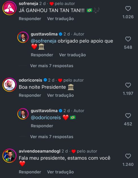Nas redes sociais, vários fãs vibraram com a possibilidade e inundaram o perfil do cantor de comentários. “Meu voto é dele com certeza, disse um. Tá eleito, comentou outro.
