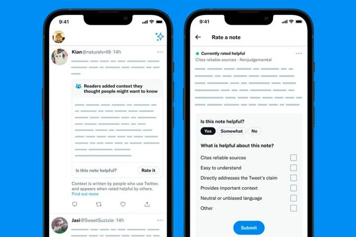 No X, colaboradores escrevem notas explicativas, que só se tornam públicas se forem avaliadas como úteis por pessoas com diferentes perspectivas. O intuito, em tese, é reduzir o viés ideológico promover imparcialidade.