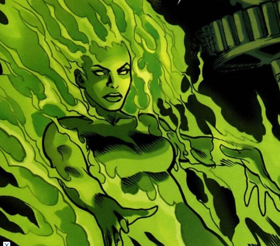 Seu nome é Beatriz Bonilla da Costa e ela nasceu em uma aldeia indígena amazônica. Seus poderes (voar e controlar as chamas) apareceram depois que ela foi atingida por uma explosão.