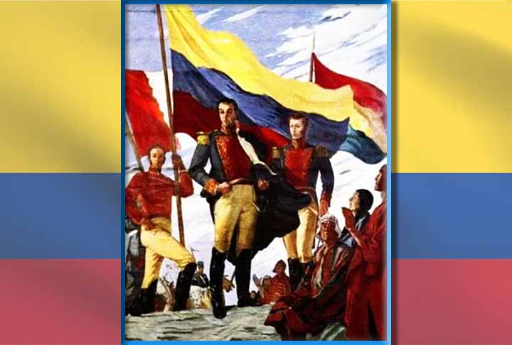 Bolívar também foi o herói da independência da Colômbia, que começou seu movimento de independência em 20 de julho de 1810. A libertação formal foi  consolidada em 7 de agosto de 1819. 