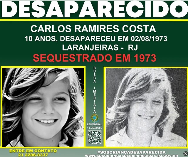 




O Caso Carlinhos completou 51 anos e segue cercado de mistério.  De acordo com dados do programa SOS Crianças Desaparecidas, da Fundação para a Infância e a Adolescência, trata-se do desaparecimento de criança há mais tempo sem resposta no Rio de Janeiro.