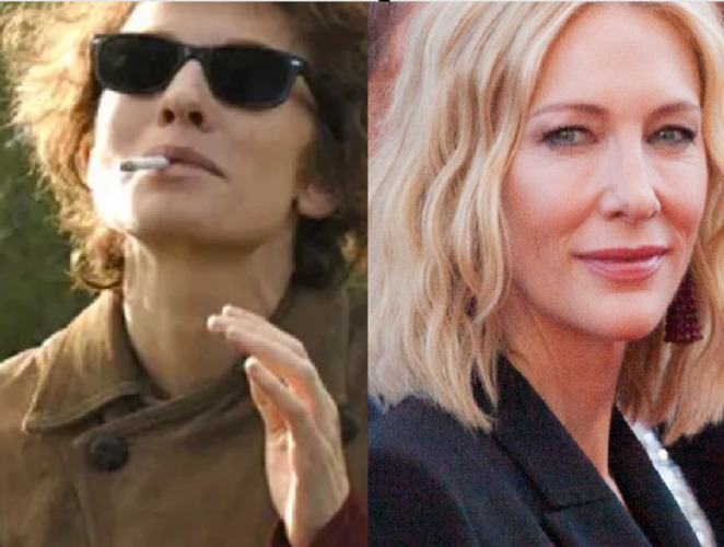 Cate Blanchett em Não Estou Lá (2007): Nesta cinebiografia, a atriz australiana interpreta diversos alter egos masculinos do cantor Bob Dylan. Ela recebeu aclamação da crítica e uma indicação ao Oscar de Melhor Atriz Coadjuvante.